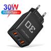 PD 30W USB зарядное устройство 3 порта быстрая зарядка зарядное устройство тип C настенный телефон адаптер для iPhone 15 16 Xiaomi Samsung USB C быстрая зарядка