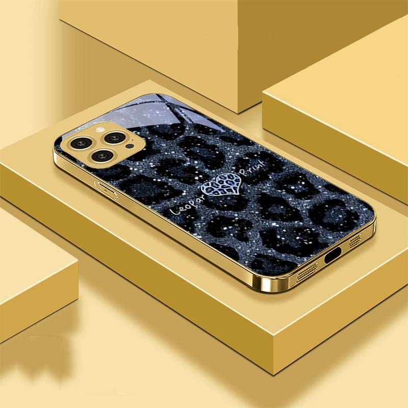 Чехол для телефона с леопардовым принтом, цвет любви зеленый, для iPhone 16 Pro Max 15 P Ro 14 13 Plus 12 Mini 11Pro Max XS Max XR, золотой чехол из закаленного стекла