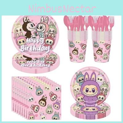 Набор для украшения вечеринки Лабубу с красочными баннерами для празднования детского дня рождения