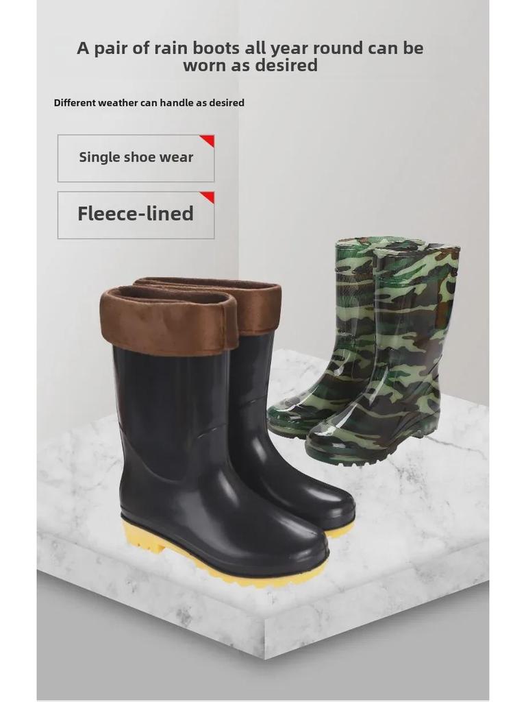 Бесплатная доставка: Мужские высокие резиновые сапоги, теплая сетка, нескользящие, износостойкие, строительные, с длинным берцем, резиновые водолазные сапоги.