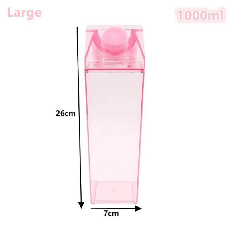 500/1000 мл Прозрачная бутылка для молока, коробка для воды, квадратная чашка для кофе, сока, чая, прозрачная емкость для хранения молока для занятий спортом на открытом воздухе, кемпинга, тренажерного зала