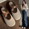 2024 Retro Women's Mule Shoes Autumn New Fashion Flat Casual Non-Slip Slip-On Solid Color Suede Shoes Women's Zapatos De Mujer