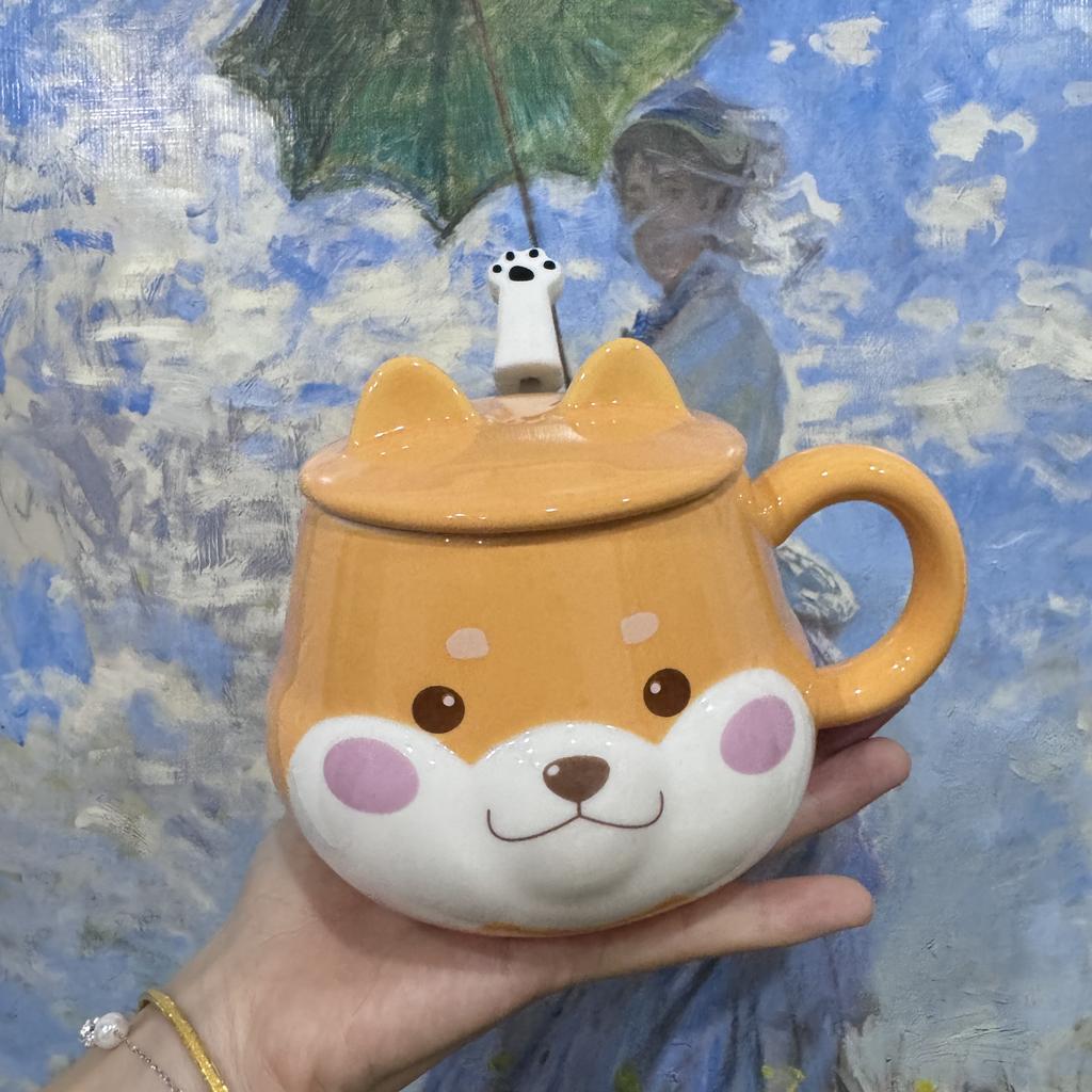 Shiba Inu Ceramic Cup High Appearance Level Large Capacity Coffee Cup with Spoon Cute Girls Children's Office Home