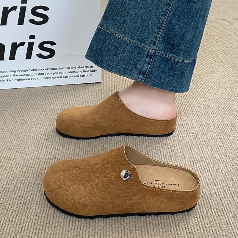 Модные женские мюли на стельке без задника, слипоны, повседневные туфли из мягкой замши, удобные домашние и уличные тапочки для ходьбы