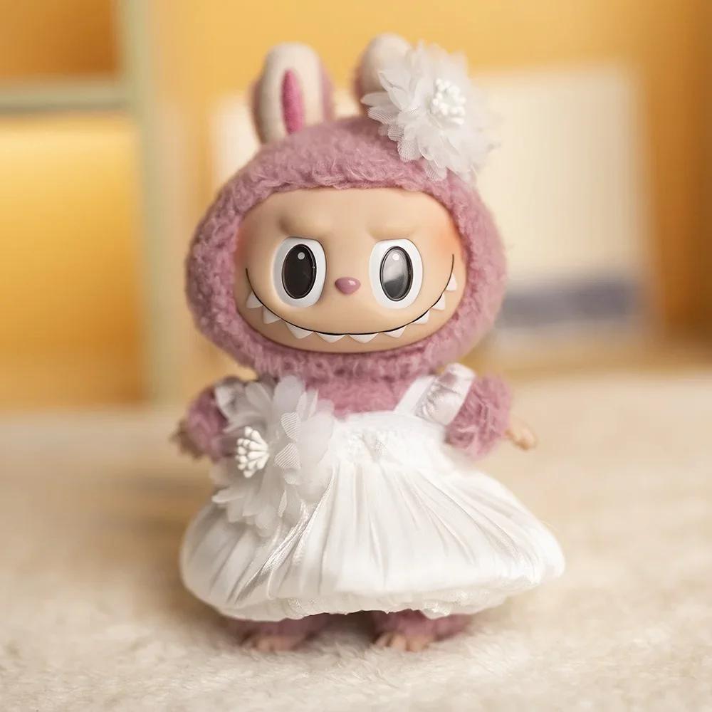 4 Colors Suspender Dress Clothing For 17cm Labubu Doll Outfit Accessories Kids Gift Dress Up Animal Doll Accessories