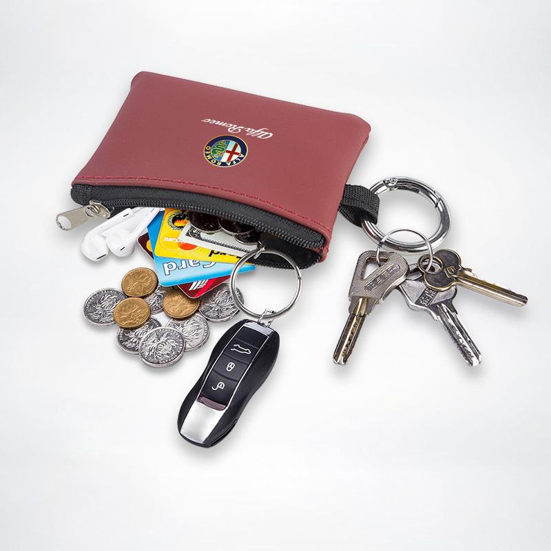 Car Key Bag Leather Mini Coin Purse Card Bag For Alfa Romeo 4C 159 Spider Giulia Giulietta 156 Tonale Mito GT166 Organizer Caddy ofh853