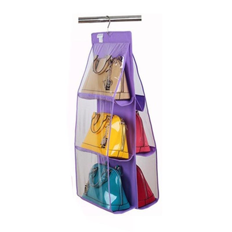 6 Pocket Shelf Bags Purse Handbags Organizer Door Hanging Storage Closet Hanger
