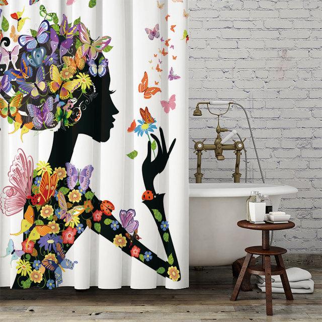 Sexy Women Bikini Waterproof Shower Curtain Man Woman Kissing High Quality Polyester Original Bathroom Curtains Rideau De Bain