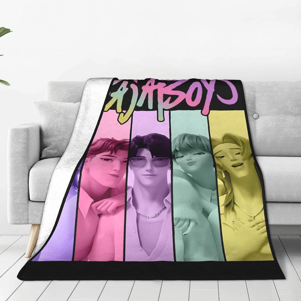 Super Warm BlanketBoy Girl Airplane Travel Saja Boys K Pop Demon Hunters Throw Blanket Flannel Bedspread For Novelty Bed Cover
