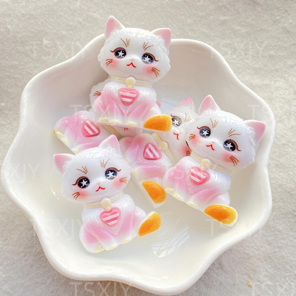 6 шт. Новый цветной милый мультяшный 3D животное котенок Плоская спинка Кабошон Камень Скрапбукинг DIY Декор Фигурки Поделки Аксессуары