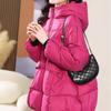 Purple Down Jacket Women's Winter High-end Loose Mid-length Hooded Bread Jacket