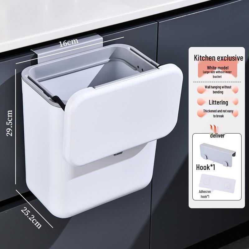 Настенное кухонное мусорное ведро с крышкой - Идеально для пищевых отходов, гостиной, ванной комнаты или подвесного хранения.