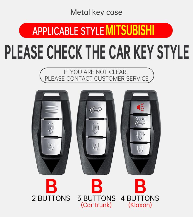 Car 2/3/4Buttons Key Case Cover Holder Chain For Mitsubishi Outlander 2022 2023 Car Interior Accessories