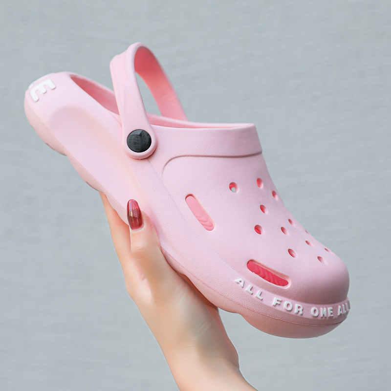 Модные женские тапочки больших размеров, высококачественные полусандалии, женские 2025, парные сандалии, мужские летние водонепроницаемые пляжные дырчатые туфли на плоской подошве G28