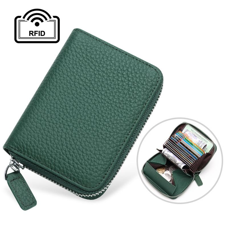Rfid Card Holder 100% Genuine Leather Business Card Wallet Organ Card Bag Female Bag Japanese