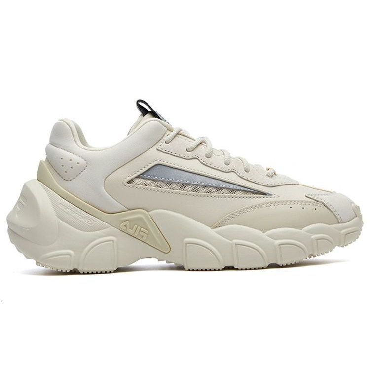 Fila Smasher Ткань Двухслойная Коровья кожа Удобные Универсальные Низкие Кроссовки Папины Кроссовки Женские кроссовки Бежевый F12W134144FAN