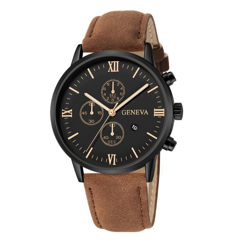 Novo Relógio casual Masculino De Quartzo Com Pulseira De Couro Mostrador