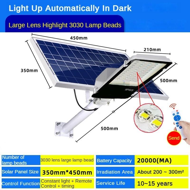 Интеллектуальный светодиодный индукционный светильник для двора, уличные фонари на солнечных батареях, литий-железо-фосфатный аккумулятор, водонепроницаемый инженерный светильник