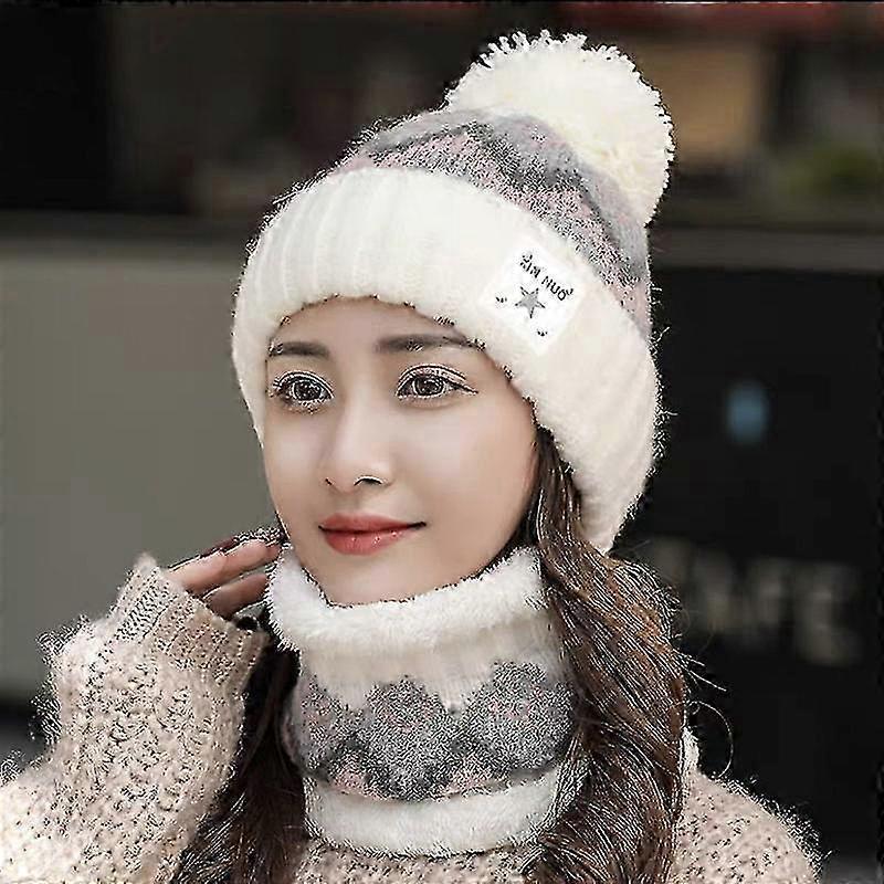 Women's Knitted Hat and Warm Scarf Set, Winter Warm Hat, Thick Wool Scarf, 2025 Women's Winter Hat