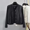 Кожаная куртка для женщин, новая осенняя одежда, воротник-стойка, корейский стиль, простой стиль, свободная, облегающая, стиль вестерн, куртка из стираной искусственной кожи