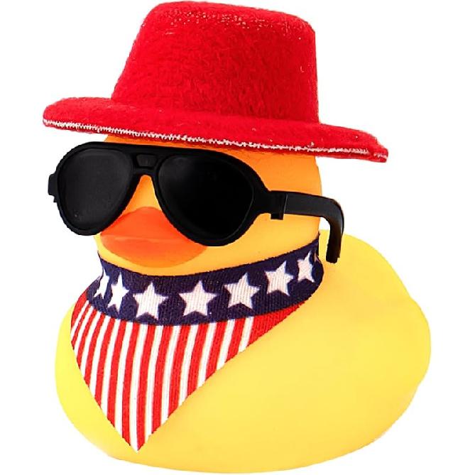 wonuu Rubber Duck Car Ornaments Yellow Duck Car Dashboard Decorations with Propeller Helmet for Christmas Decor and Home Decorations for Adults