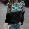 Винтажные женские топы с длинным рукавом, модные футболки с принтом 3D-перьев, женская одежда, зимние свободные свитера с круглым вырезом