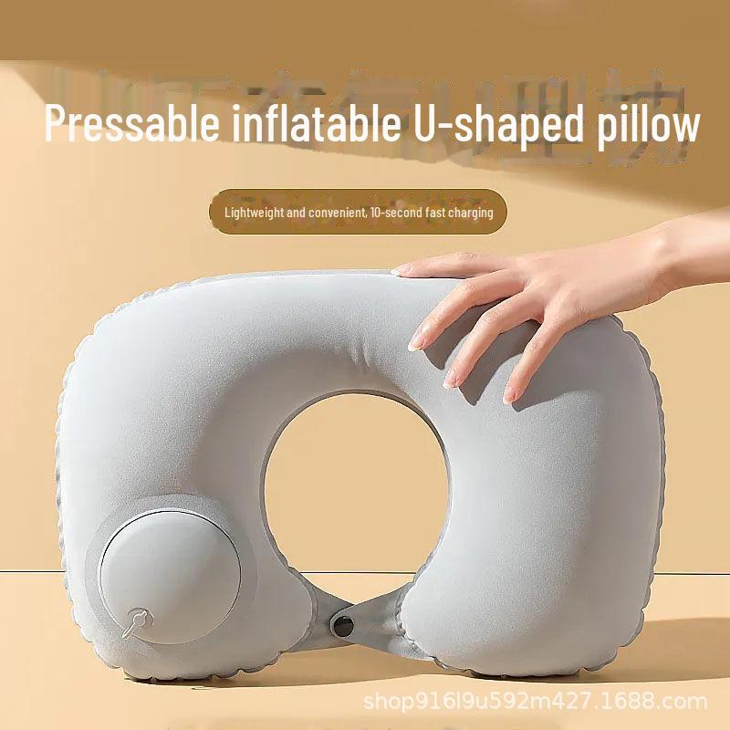 Надувная U-образная подушка для шеи для путешествий, работы или дома