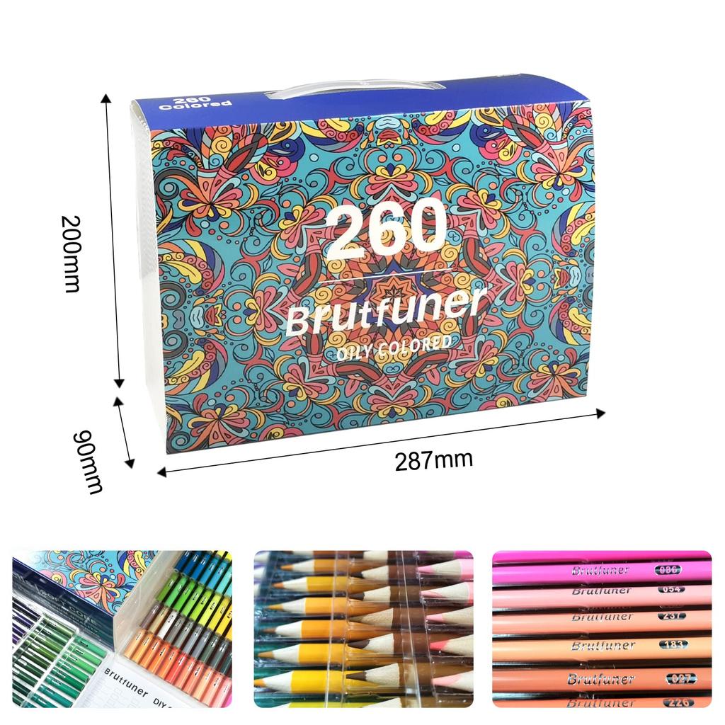 Colored Pencil Set for Students and Portable and Easy To Carry 260-Color Oil-Based Beginners,