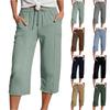 Women's Summer 3/4 Trousers  Summer Trousers With Pockets Causal Loose Trousers Fabric Trousers Sport Leisure Beach Trousers