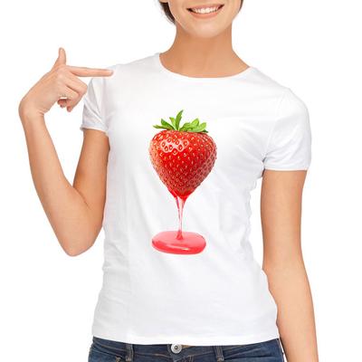 Женские футболки с клубничным 3D-принтом, прекрасная футболка, женская футболка с коротким рукавом и принтом