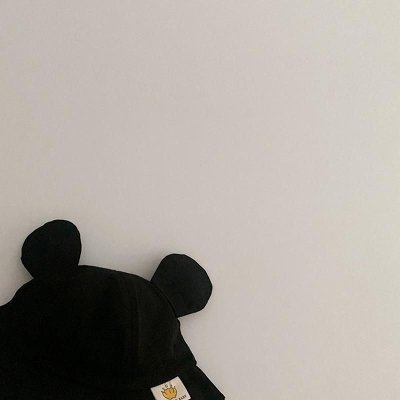 Милая детская панама с ушками медведя, летняя детская хлопковая шапка-рыболов для малышей, повседневная однотонная шапка для малышей и девочек