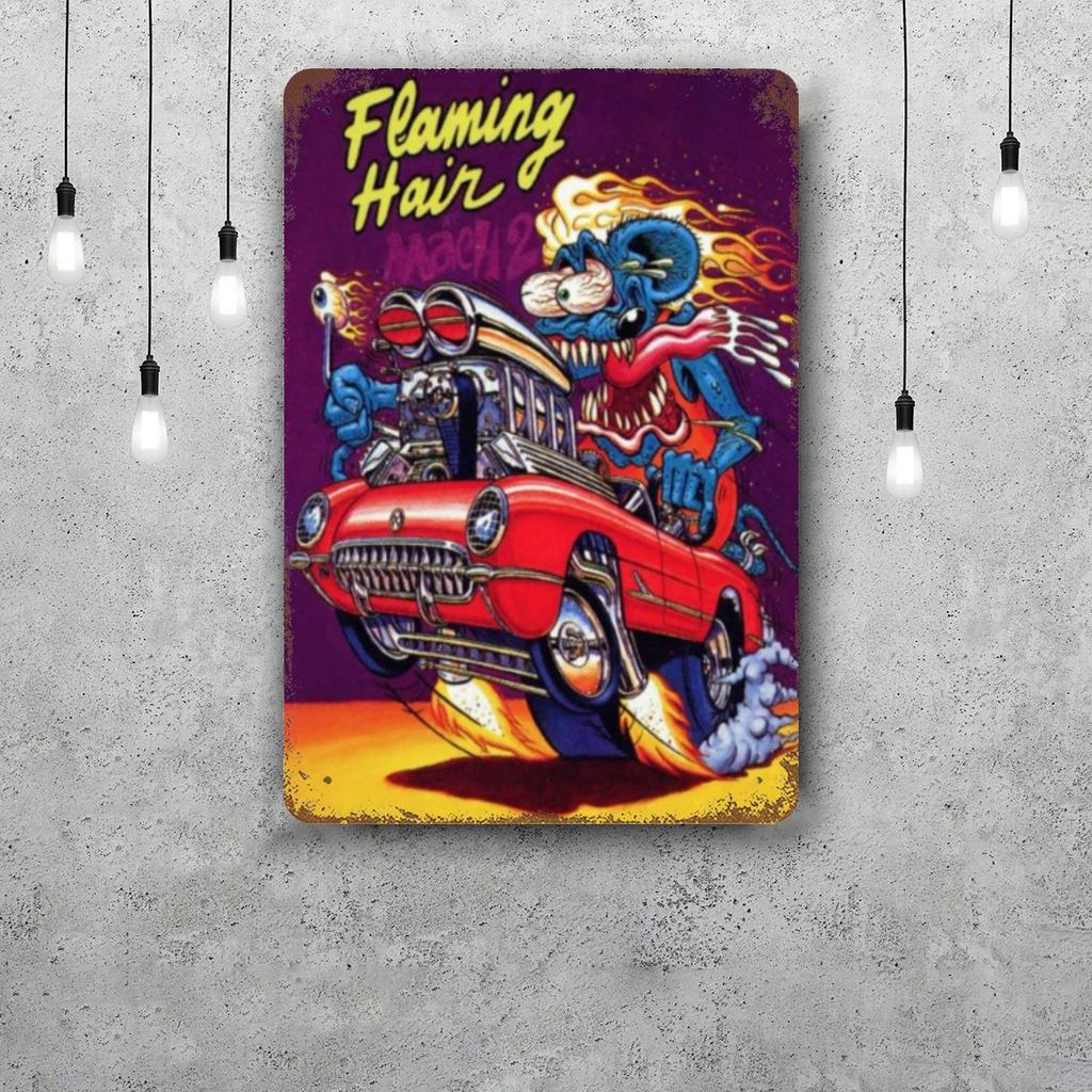 rat fink Vintage Metal Tin Signs Posters Decor Retro Metal Plaque Wall Art Decor for Garage Bar