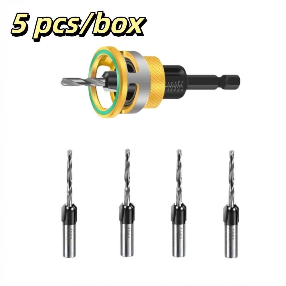 5pcs/box Adjustable Depth Countersink Drill Bit Zinc Zinc Alloy Drill Bit Concealed Screw Installation
