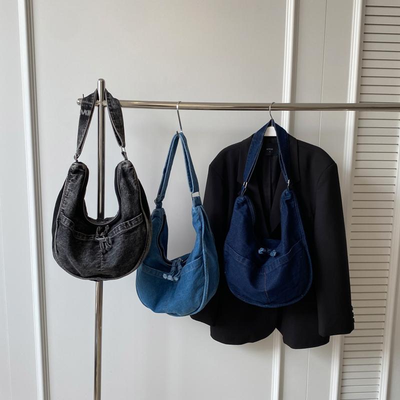 Сумка через плечо из денима с застежкой-молнией, высокоэстетичная, мягкая и универсальная сумка через плечо для поездок на работу, новая