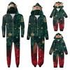 Christmas Print Family Matching Hooded Long Sleeved Zippered Jumpsuit Set