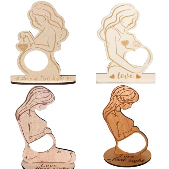 Ultrasound Photo Frame Desktop Decoration Wooden Baby Sonogram Picture Frame Ornament Pregnancy Announcement Expectant Mother