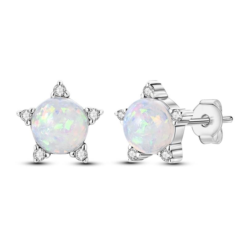 Round Circle Hoop Earrings For Women 925 Silver Heart Star Moon Sun Flower Zircon Opal Earrings Jewelry Gift