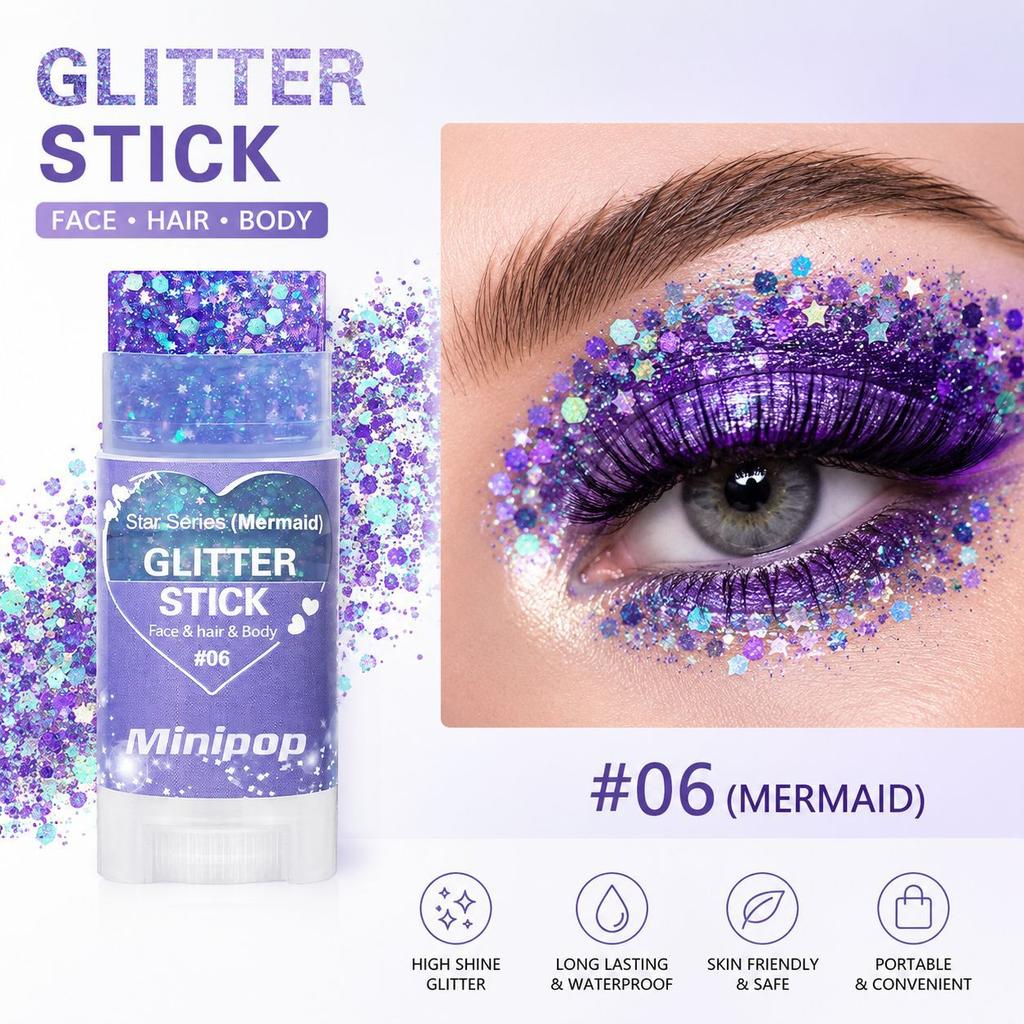 MINIPOP Body Paint Glitter Stick Face Lips Star Shimmer Festival