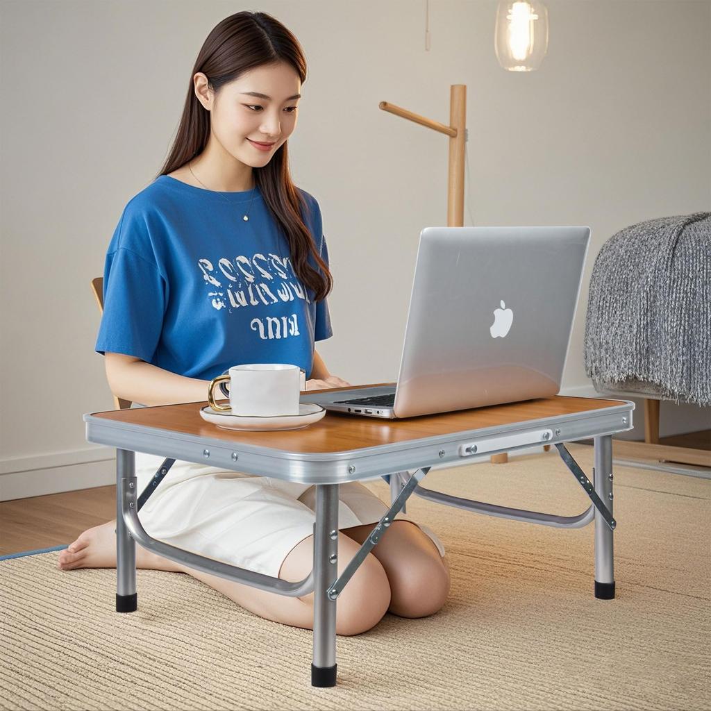 VECELO Складной уличный 60 см шириной x 45 см глубиной x 56 см регулируемый низкий кемпинговый легкий мини-стол, высокий, легкий, по высоте, портативный, складной,