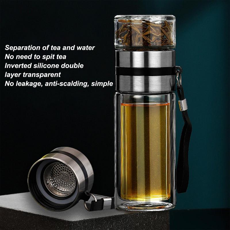Tea Water Bottle High Borosilicate Glass Double Layer Tea Water Cup Infuser Tumbler Drinkware Water Bottle With Tea Filter
