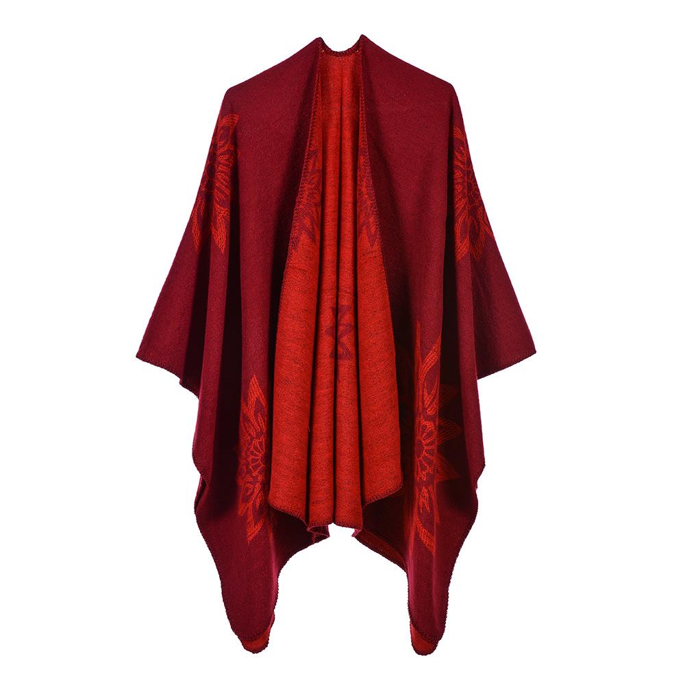 Ponchos Coat Cashmere Scarves Women Winter Warm Shawls And Wraps Pashmina Thick Capes Blanket Femme Scarf