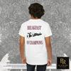 Funny Breakfast of Champions Back Print Shirt Gift, Girls Night Game, Trendy Graphic T-Shirt, Bald Humor Adult Shirt S2