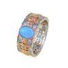Xiancan Jewelry 2024 Silver Ring: Rose Gold-Plated, Inlaid with Blue-Purple Opal (5x7mm) for Women