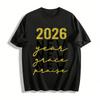 2026 Новый год Блестящий принт Топ Грейс Похвала Тематическая Повседневная футболка Хлопковая футболка