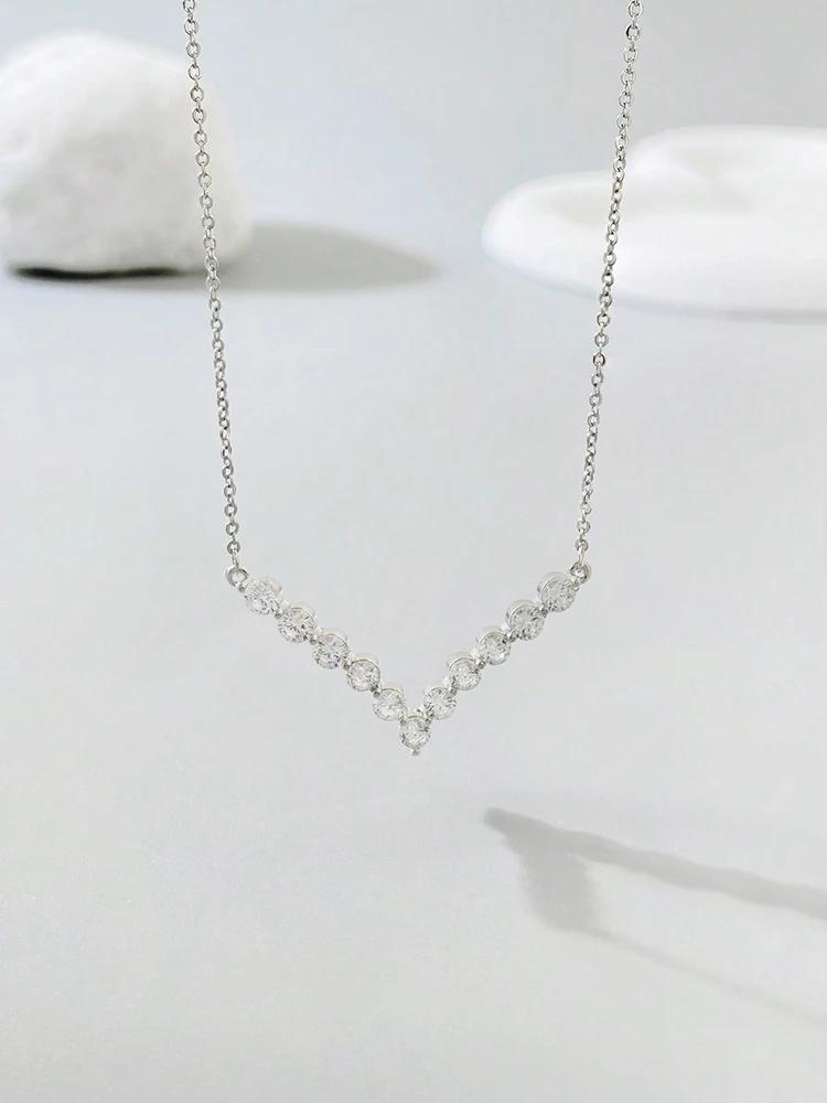 Медь Простая Классическая Великолепная Циркониевая V-образная Цепочка для Ключицы для Женщин Юбилейная Вечеринка Высокое Качество Изящные Ювелирные Изделия