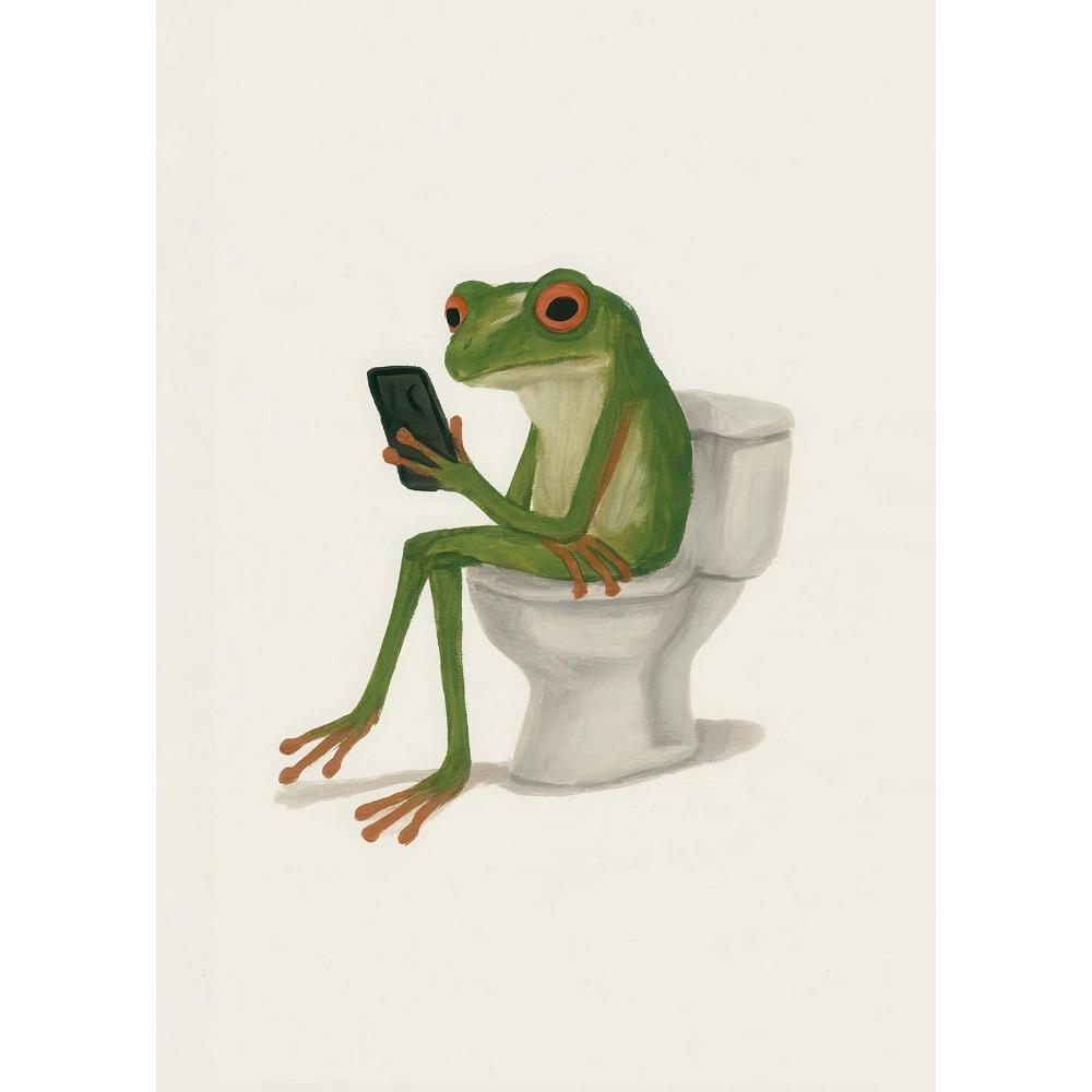 Funny Otter Toilet Paper Duck Reading on Toilet Poster Raccoon Animal Wall Art Bathroom Canvas Painting Print Nursery Home Decor