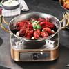 Flat Bottom Seafood Rice Pot Stainless Steel Stock Pot Hammer Grain Seafood Paella Pan  Cooking