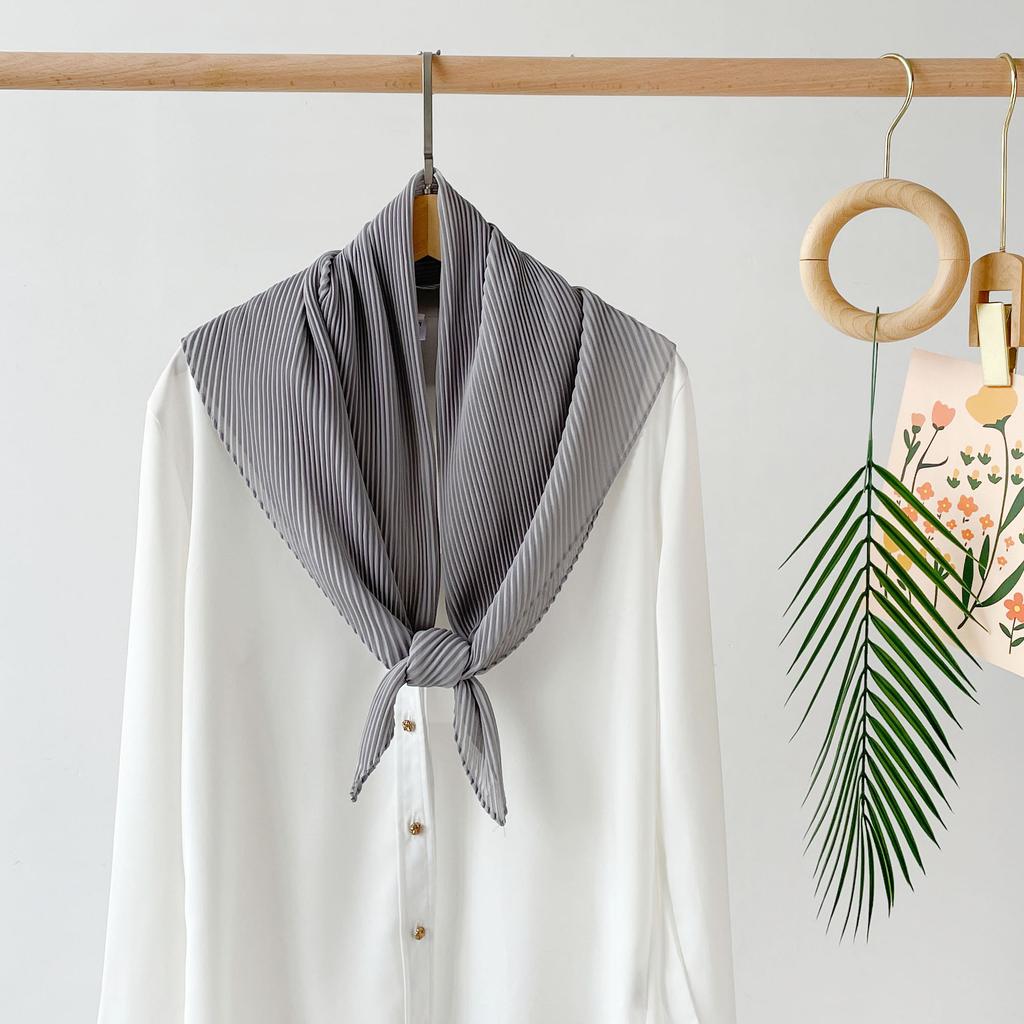 Малазийский платок для головы, однотонный шифоновый квадратный бархатный плиссированный тюль, шарф-обертка, универсальный шарф-шаль