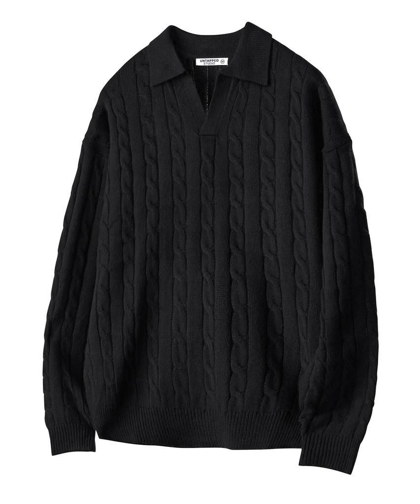 UNTAPPED STUDIO Oversized Cable Collar Knit 3 Colors