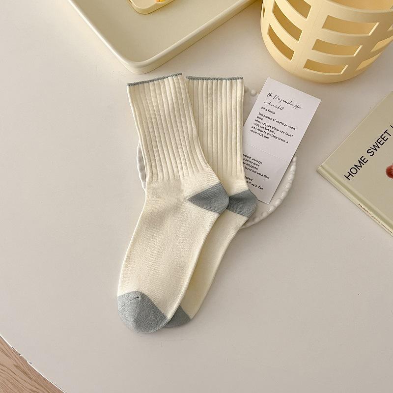 Кремовые носки для женщин без косточек средней длины универсальные свободные носки женские дезодорирующие носки для родов спортивные носки